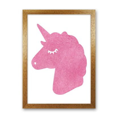 Unicorn Pink Silhouette Watercolour Modern Print Oak Grain