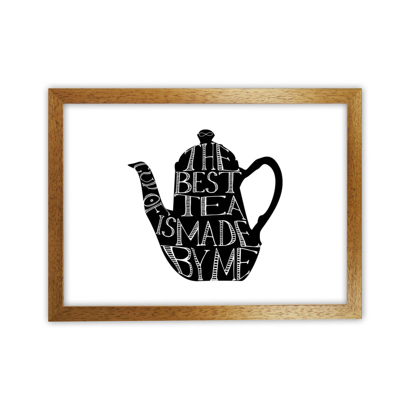 The Best Tea Modern Print, Framed Kitchen Wall Art Oak Grain