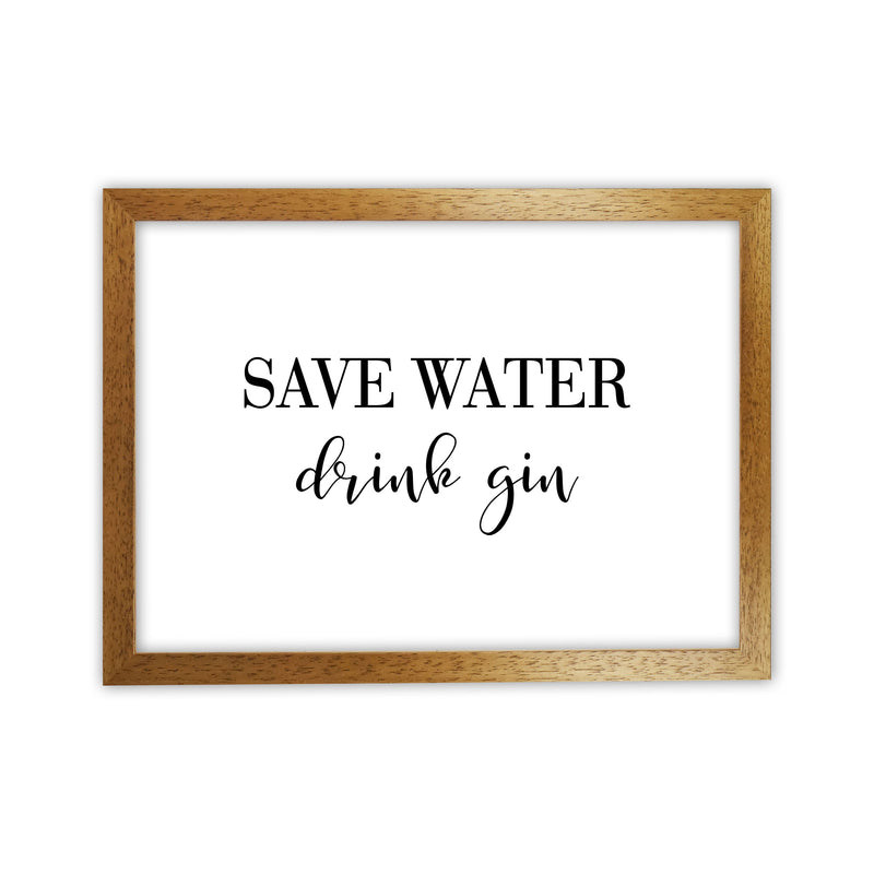 Save Water Drink Gin Modern Print, Framed Kitchen Wall Art