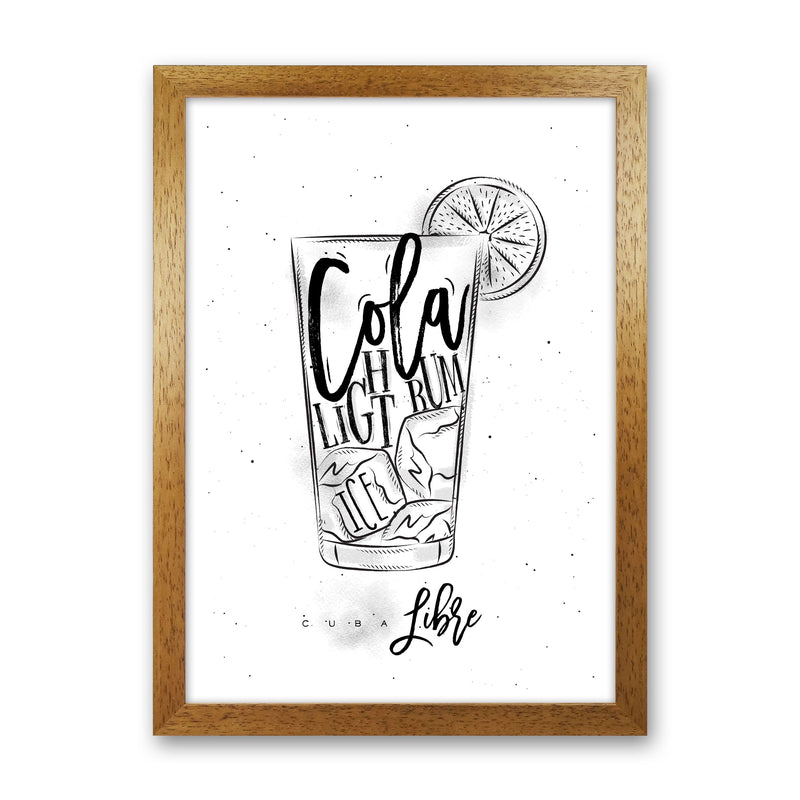 Cuba Libre Cocktail Modern Print, Framed Kitchen Wall Art Oak Grain