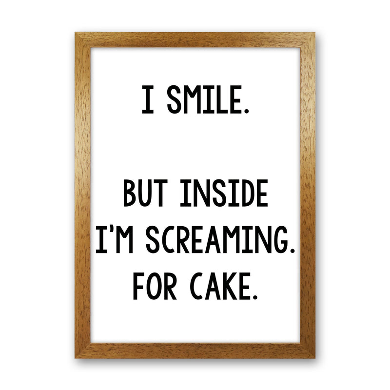 Screaming For Cake Modern Print, Framed Kitchen Wall Art Oak Grain