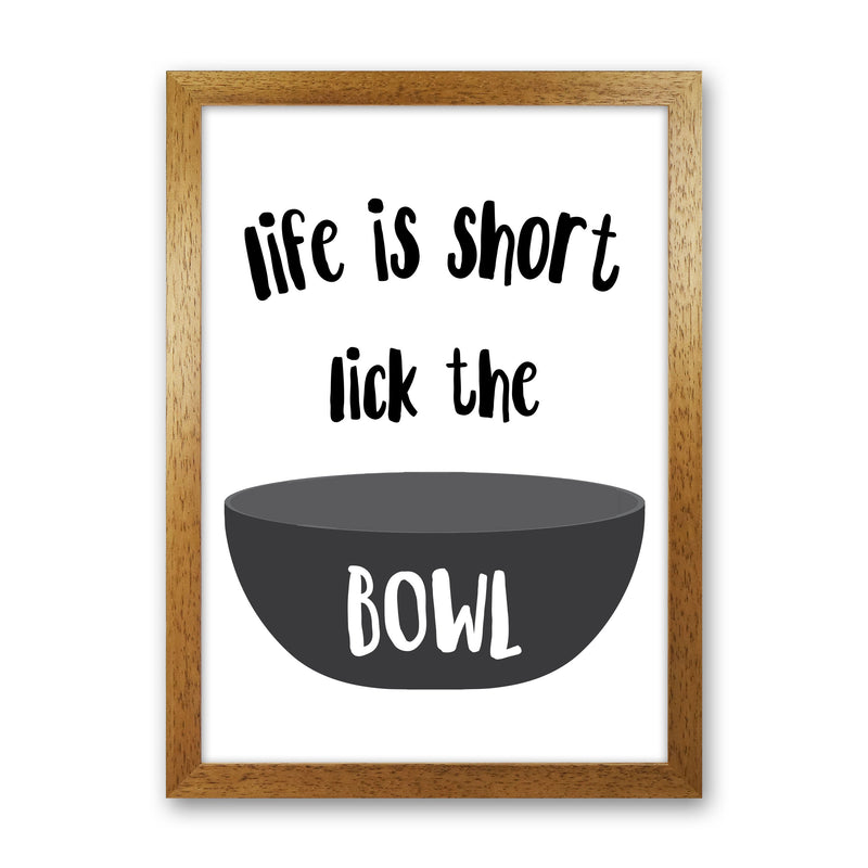 Lick The Bowl Modern Print, Framed Kitchen Wall Art Oak Grain