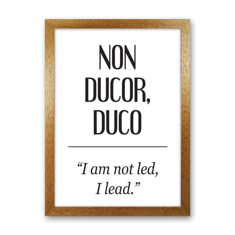 Non Ducor, Duco Framed Typography Wall Art Print Oak Grain