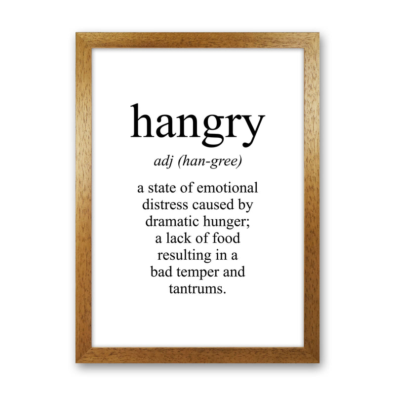 Hangry Modern Print, Framed Kitchen Wall Art Oak Grain