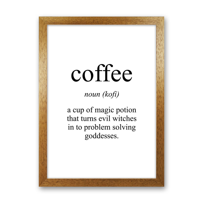 Coffee Framed Typography Wall Art Print Oak Grain