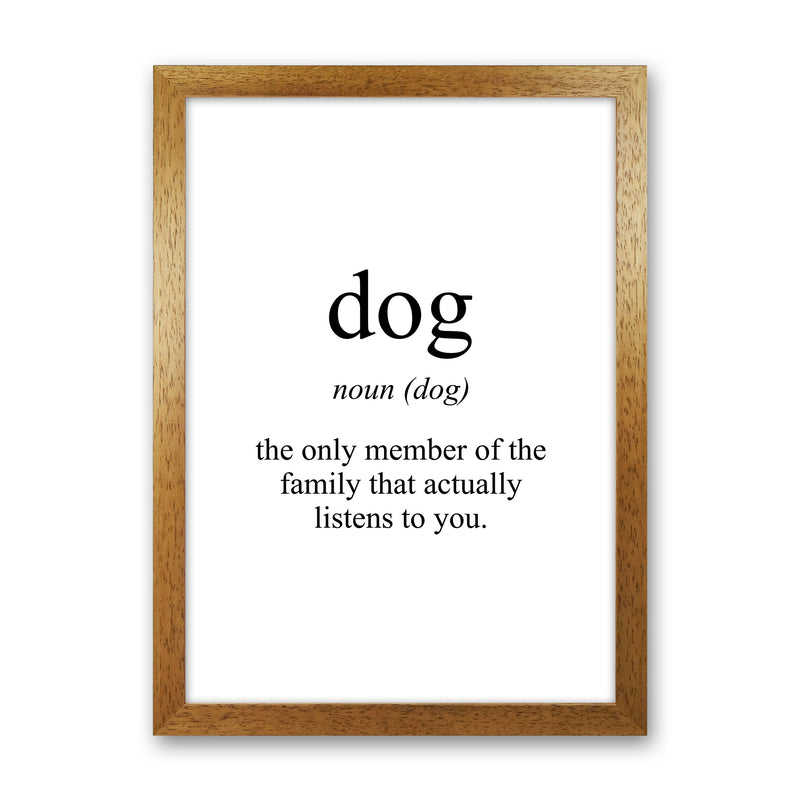 Dog Framed Typography Wall Art Print Oak Grain
