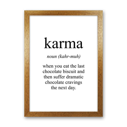 Karma Framed Typography Wall Art Print Oak Grain