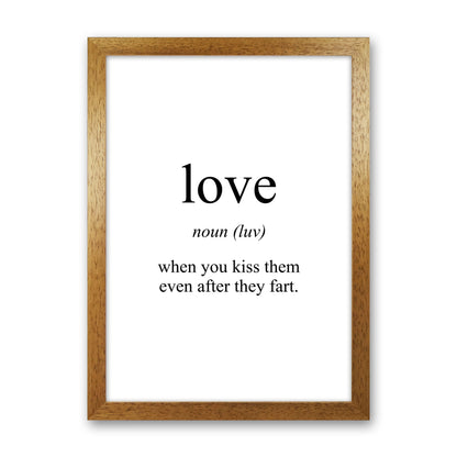 Love Framed Typography Wall Art Print Oak Grain