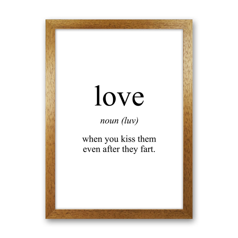 Love Framed Typography Wall Art Print Oak Grain