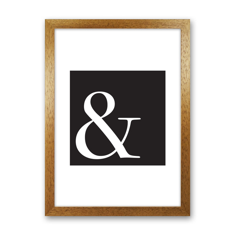 Ampersand Black Framed Typography Wall Art Print Oak Grain