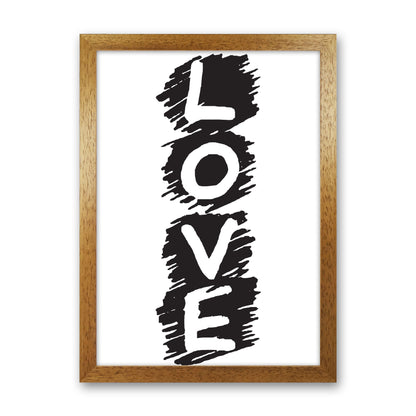 Love Framed Typography Wall Art Print Oak Grain