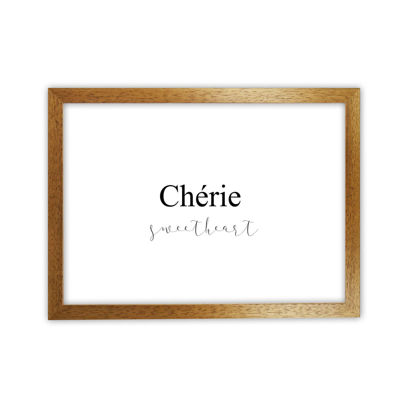 Chérie Framed Typography Wall Art Print Oak Grain