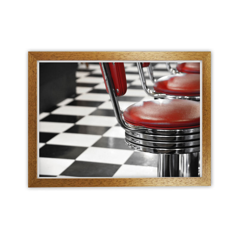 Vintage American Diner Modern Print Oak Grain