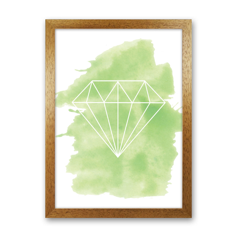 Geo Diamond Green Watercolour Modern Print Oak Grain