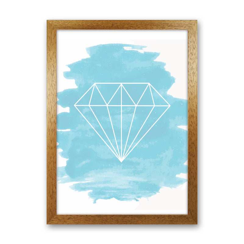 Geo Diamond Light Blue Watercolour Modern Print Oak Grain