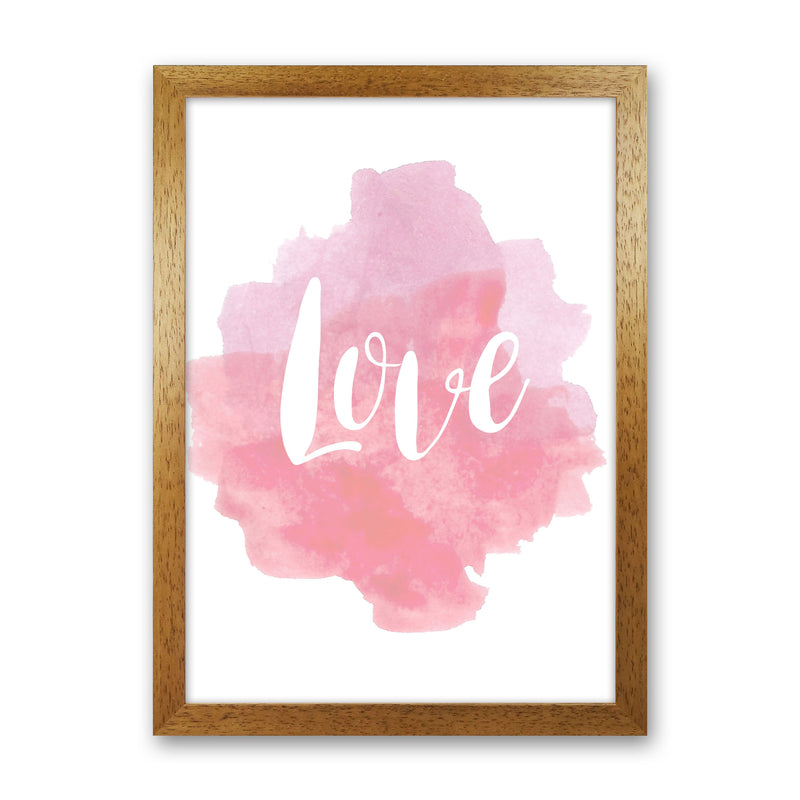 Love Pink Watercolour Modern Print Oak Grain