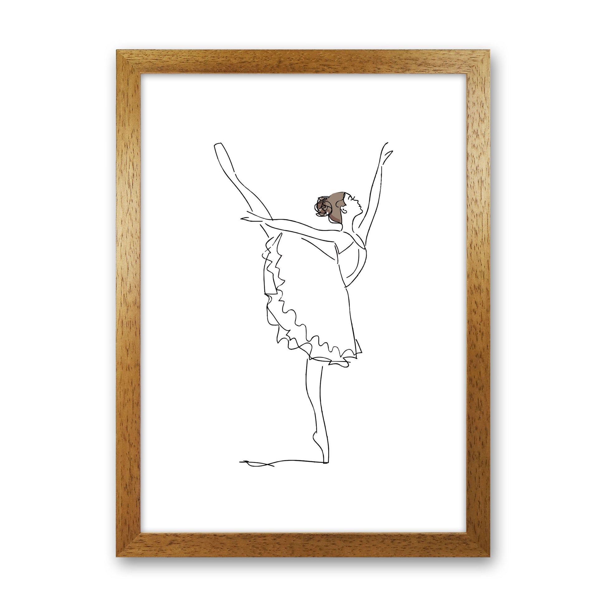 Ballet Dancer Line Drawing Modern Print Oak Grain