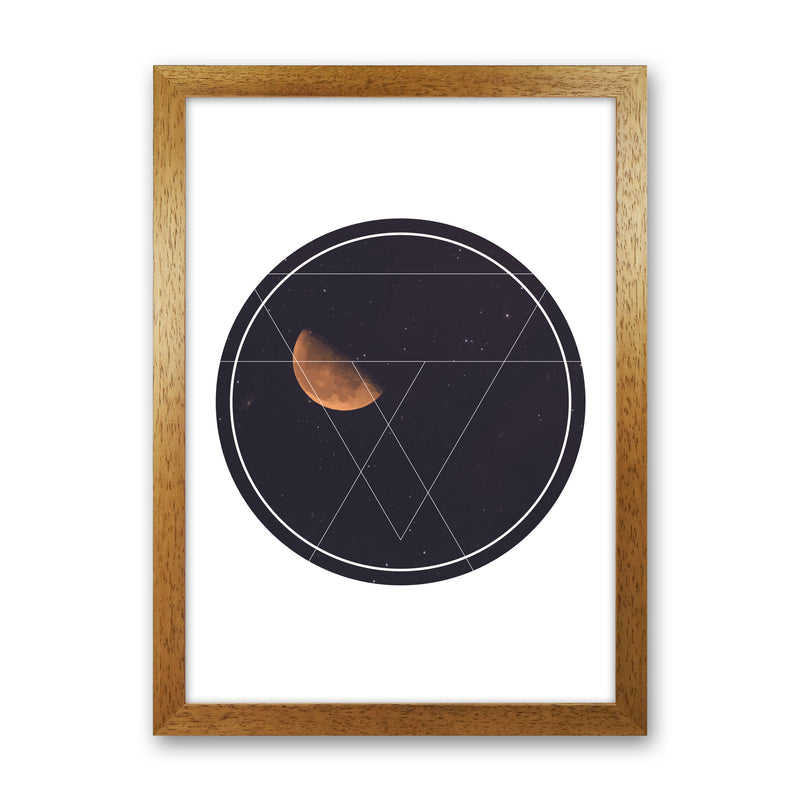 Black Moon Circle Modern Print Oak Grain