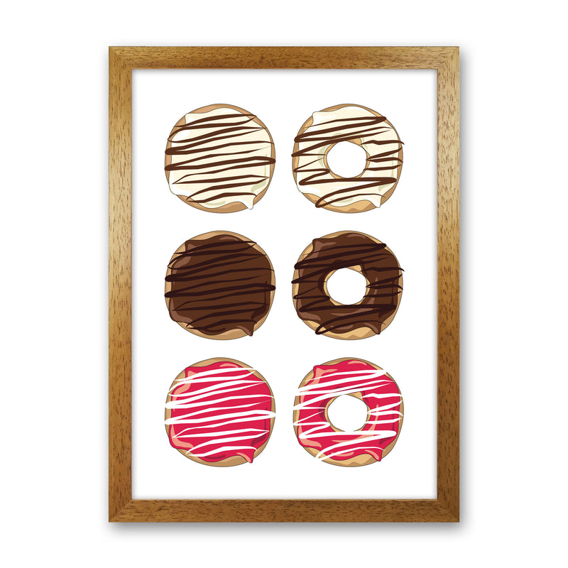 Donuts White Modern Print, Framed Kitchen Wall Art Oak Grain