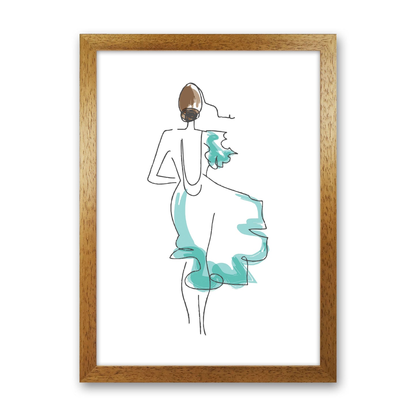 Fashion Line Drawing Modern Print Oak Grain