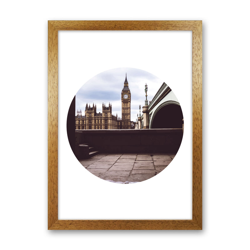 London Big Ben Modern Art Print, Framed Wall Art Oak Grain