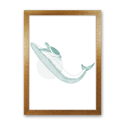 Marine Animals Whale And Turtle Modern Print Animal Art Print Oak Grain