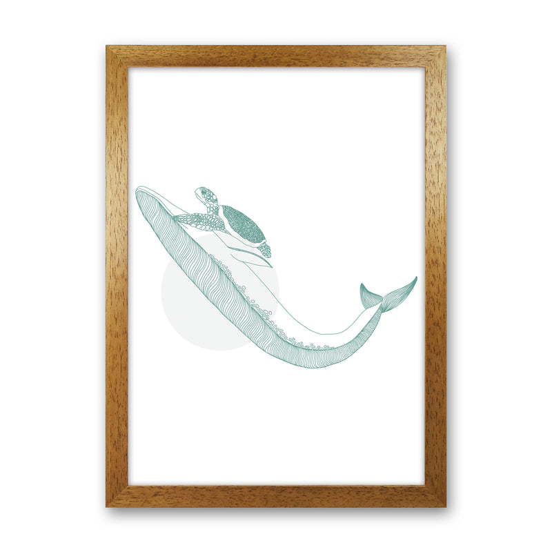 Marine Animals Whale And Turtle Modern Print Animal Art Print Oak Grain