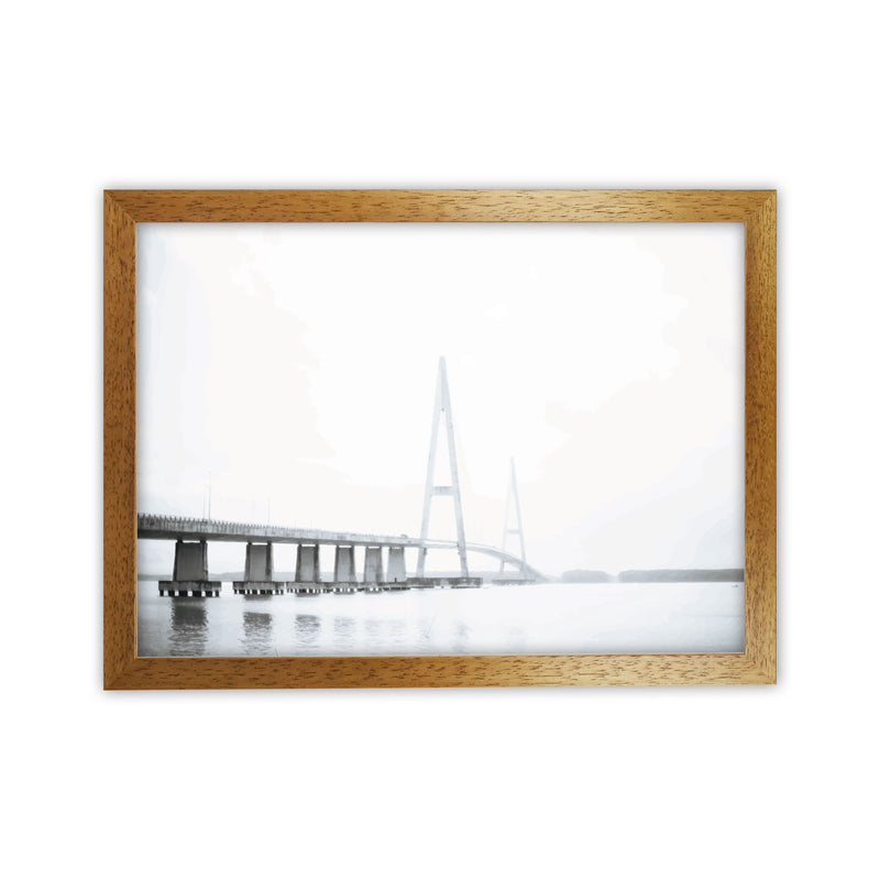 Minimal Grey Bridge Modern Print Oak Grain