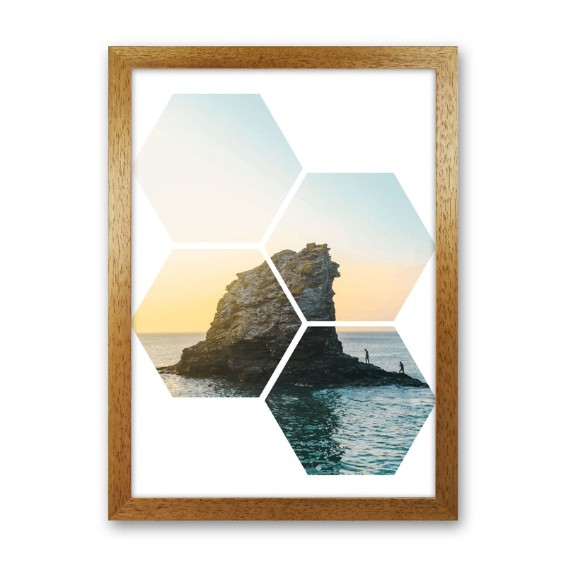 Abstract Hex Island And Sea Modern Print Oak Grain