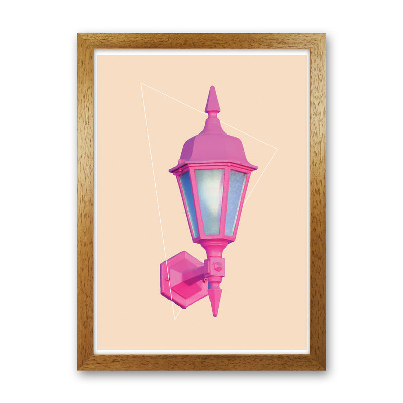 Pink Geo Lamp Modern Print Oak Grain