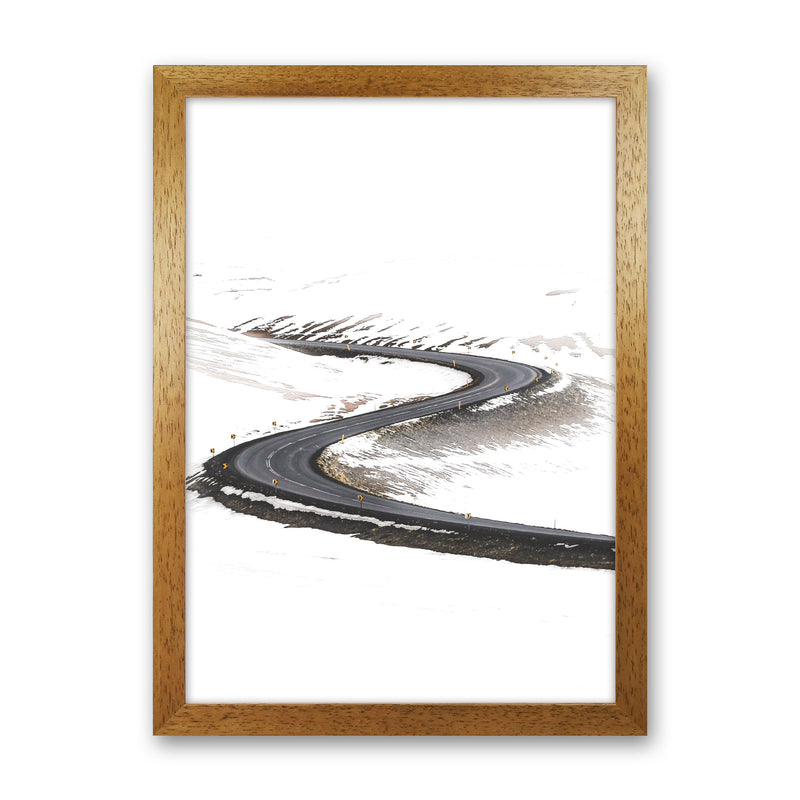 Snowy Road Pass Modern Print Oak Grain