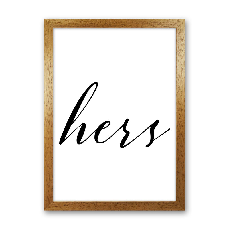 Hers Framed Typography Wall Art Print Oak Grain