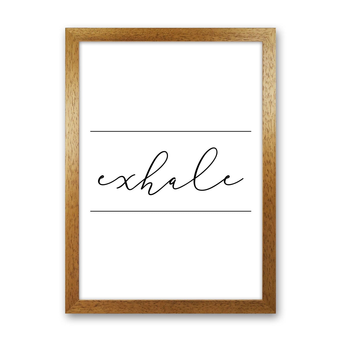 Exhale Framed Typography Wall Art Print Oak Grain
