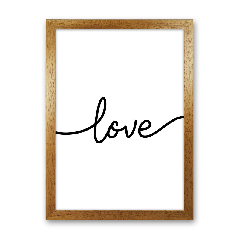 Love Framed Typography Wall Art Print Oak Grain