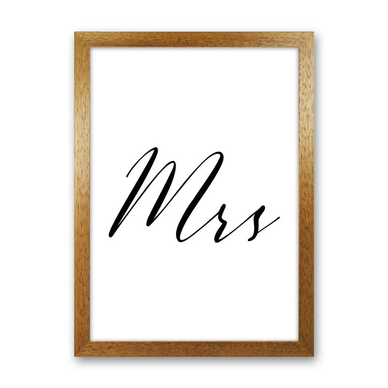 Mrs Framed Typography Wall Art Print Oak Grain