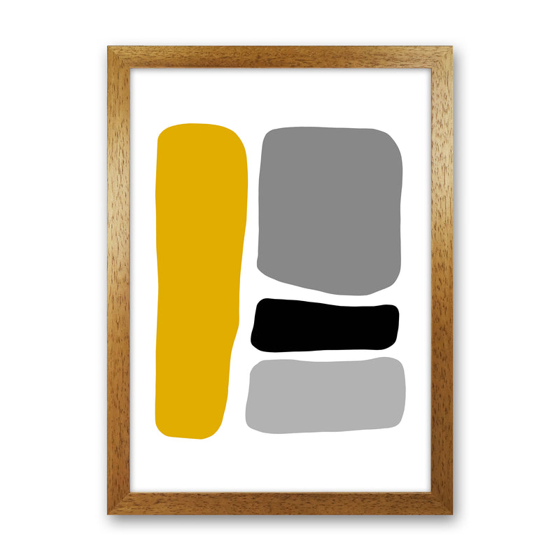 Mustard And Black Abstract Stones 1 Art Print by Pixy Paper Oak Grain