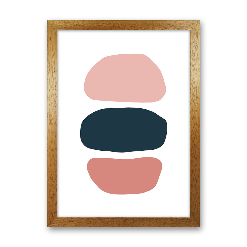 Pink And Navy Abstract Stones 1 Art Print by Pixy Paper Oak Grain