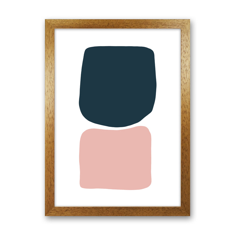 Pink And Navy Abstract Stones 2 Art Print by Pixy Paper Oak Grain
