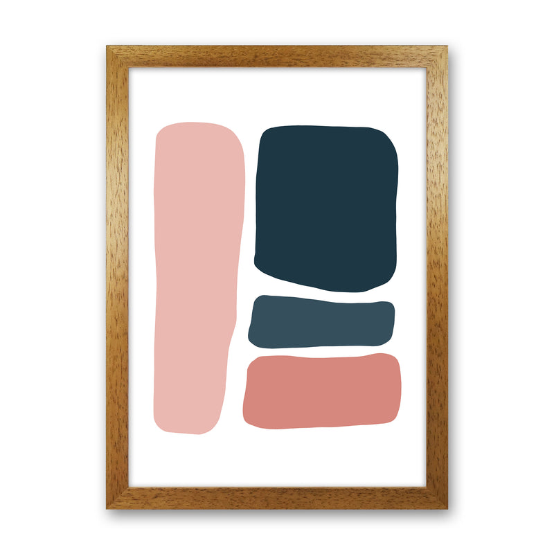 Pink And Navy Abstract Stones 3 Art Print by Pixy Paper Oak Grain