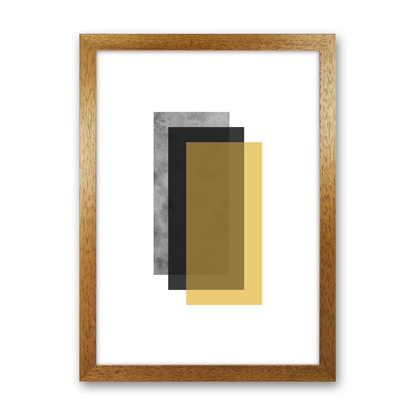 Geometric Mustard And Black Rectangles  Art Print by Pixy Paper Oak Grain