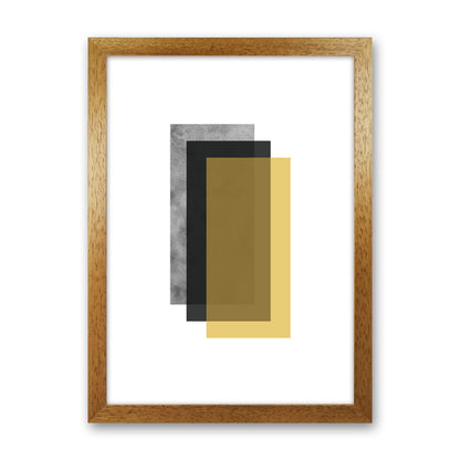 Geometric Mustard And Black Rectangles  Art Print by Pixy Paper Oak Grain