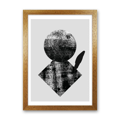 Graffiti Black And Grey Circle Leaf  Art Print by Pixy Paper Oak Grain