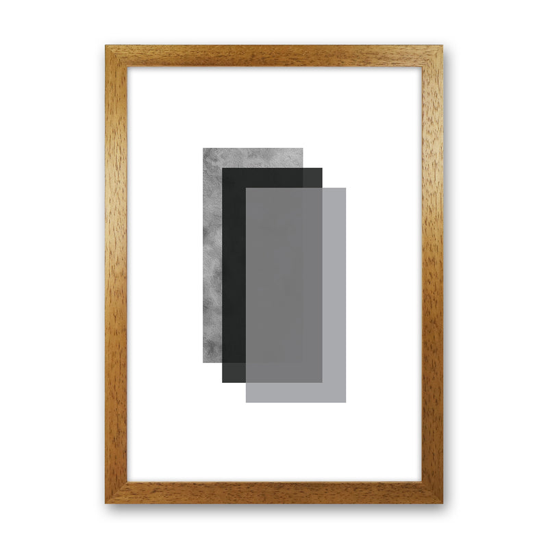 Geometric Grey And Black Rectangles  Art Print by Pixy Paper Oak Grain