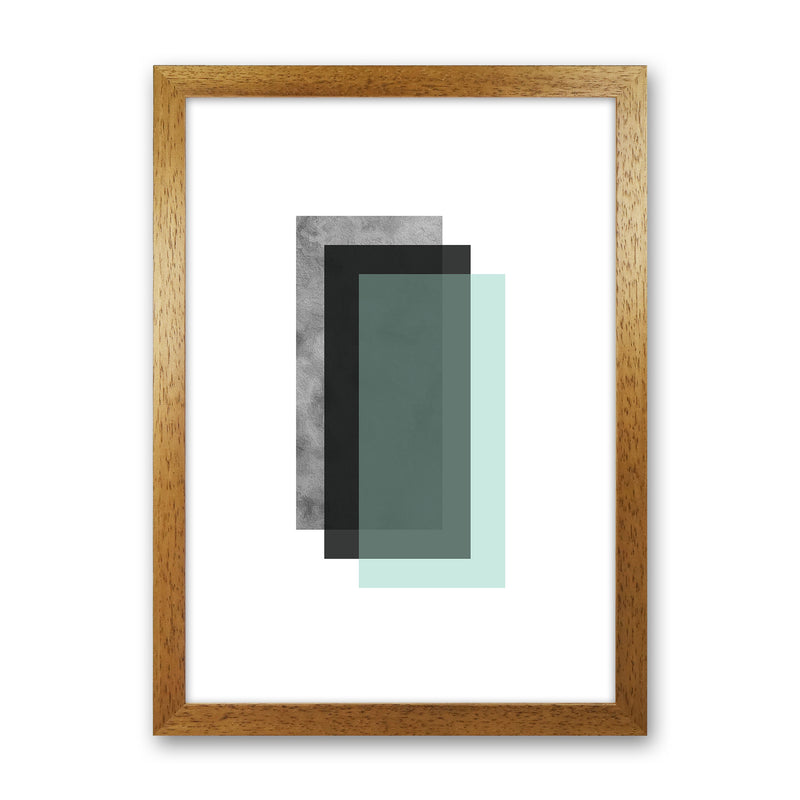 Geometric Mint And Black Rectangles  Art Print by Pixy Paper Oak Grain