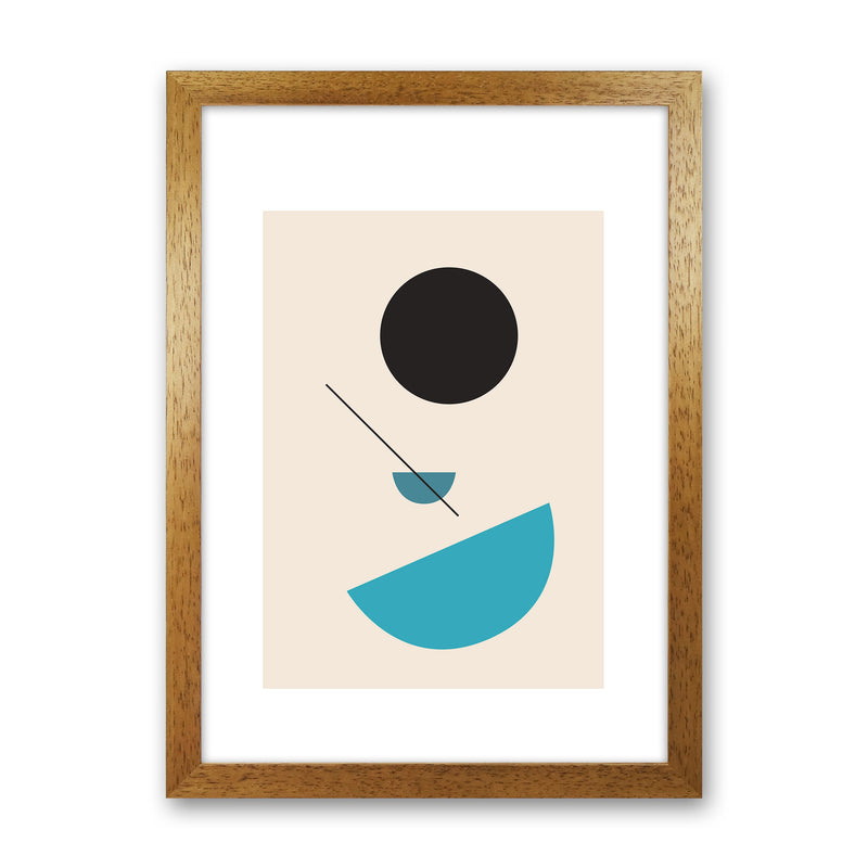 Mita Teal Abstract Shapes N2  Art Print by Pixy Paper Oak Grain