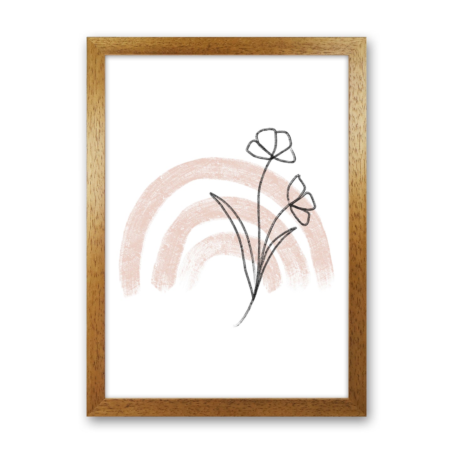 Dalia Chalk Pink Rainbow  Art Print by Pixy Paper Oak Grain