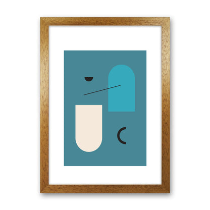 Mita Teal Abstract N4  Art Print by Pixy Paper Oak Grain