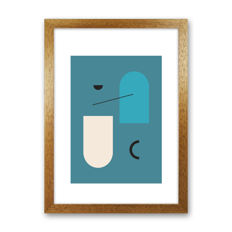 Mita Teal Abstract N4  Art Print by Pixy Paper Oak Grain