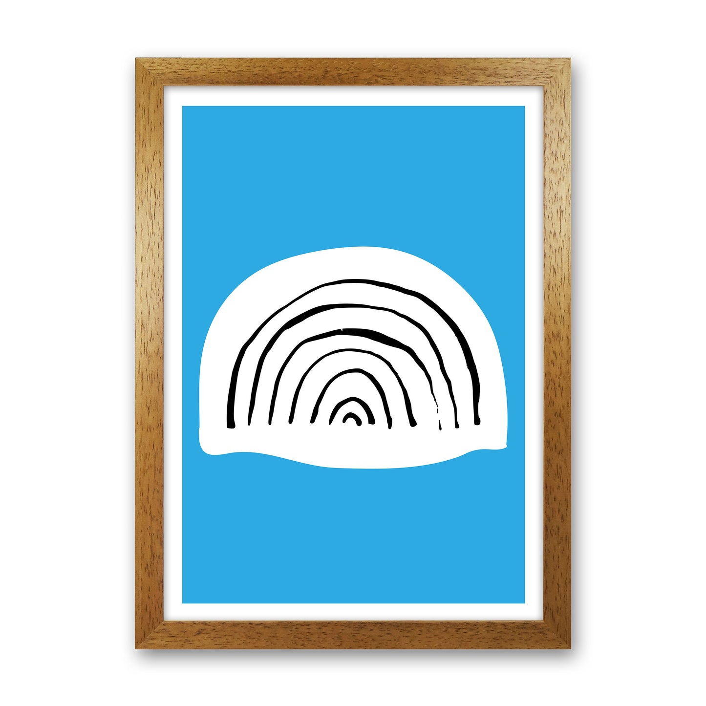 Blue Rainbow Neon Funk  Art Print by Pixy Paper Oak Grain