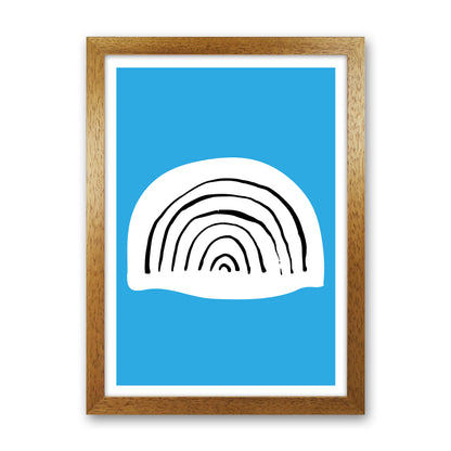 Blue Rainbow Neon Funk  Art Print by Pixy Paper Oak Grain